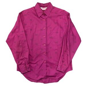 Vintage‎ Honors 80s Button Down Shirt Size Medium 90s Hot Pink Graphic Geometric